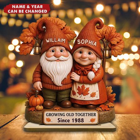 Herbst Saison Zwerg Paar wächst alt zusammen personalisierte Stehend Holz Plaque